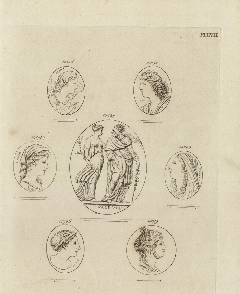 An illustration from A descriptive catalogue of a general collection of ancient and modern engraved gems, cameos as well as intaglios, taken from the most celebrated cabinets in Europe and cast in coloured pastes, white enamel, and sulphur, by James Tassie, modeller, 1791, leaf 504