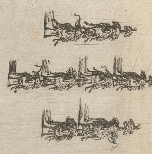 An illustration from La contesa dell' aria e dell' acqua : festa à cavallo rappresentata nell'augustissime nozze delle sacre, cesaree, reali M.M. dell' imperatore Leopoldo e dell' infanta Margherita delle Spagne, 1667, leaf 41