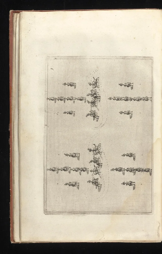 An illustration from La contesa dell' aria e dell' acqua : festa à cavallo rappresentata nell'augustissime nozze delle sacre, cesaree, reali M.M. dell' imperatore Leopoldo e dell' infanta Margherita delle Spagne, 1667, leaf 45