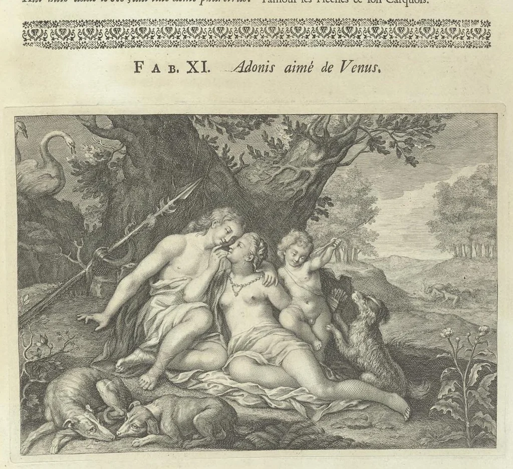 An illustration from Les Métamorphoses d'Ovide : en latin, traduites en françois, avec des remarques, et des explications historiques, 1732, leaf 106
