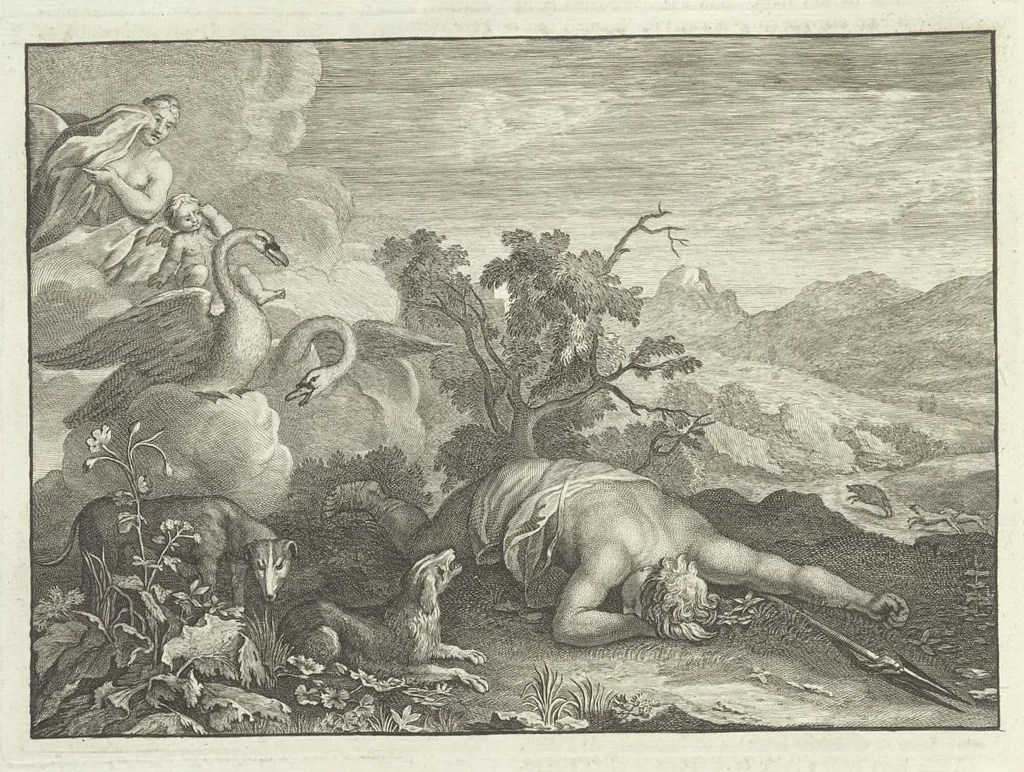 An illustration from Les Métamorphoses d'Ovide : en latin, traduites en françois, avec des remarques, et des explications historiques, 1732, leaf 115