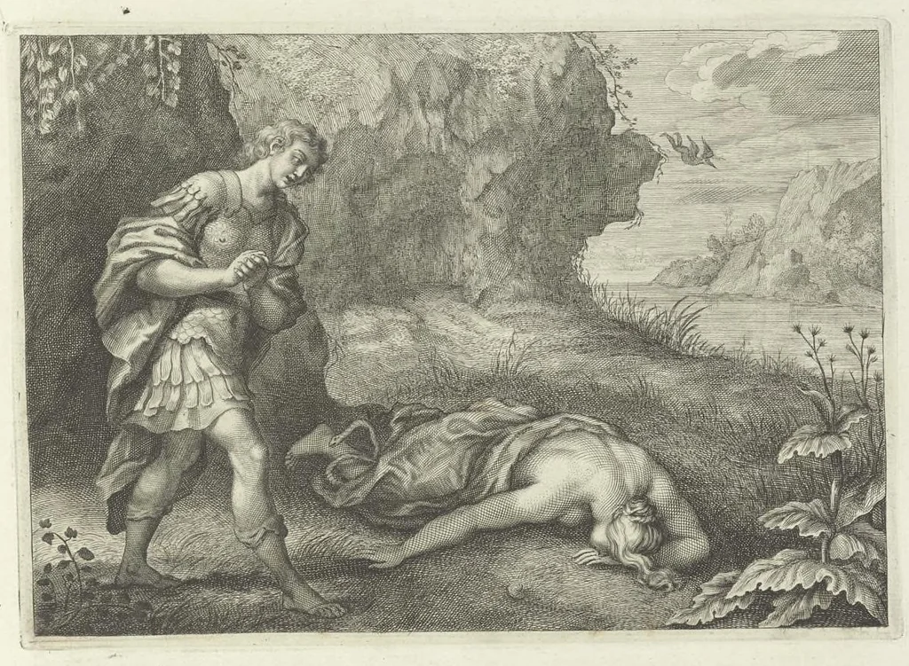 An illustration from Les Métamorphoses d'Ovide : en latin, traduites en françois, avec des remarques, et des explications historiques, 1732, leaf 146
