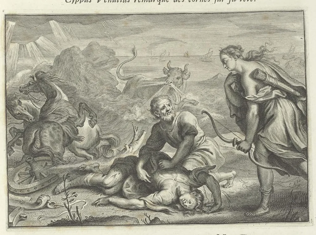 An illustration from Les Métamorphoses d'Ovide : en latin, traduites en françois, avec des remarques, et des explications historiques, 1732, leaf 250