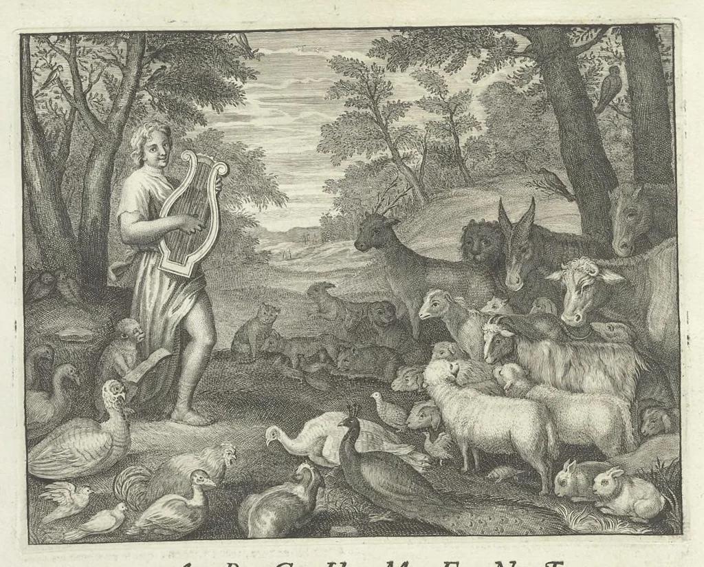 An illustration from Les Métamorphoses d'Ovide : en latin, traduites en françois, avec des remarques, et des explications historiques, 1732, leaf 87
