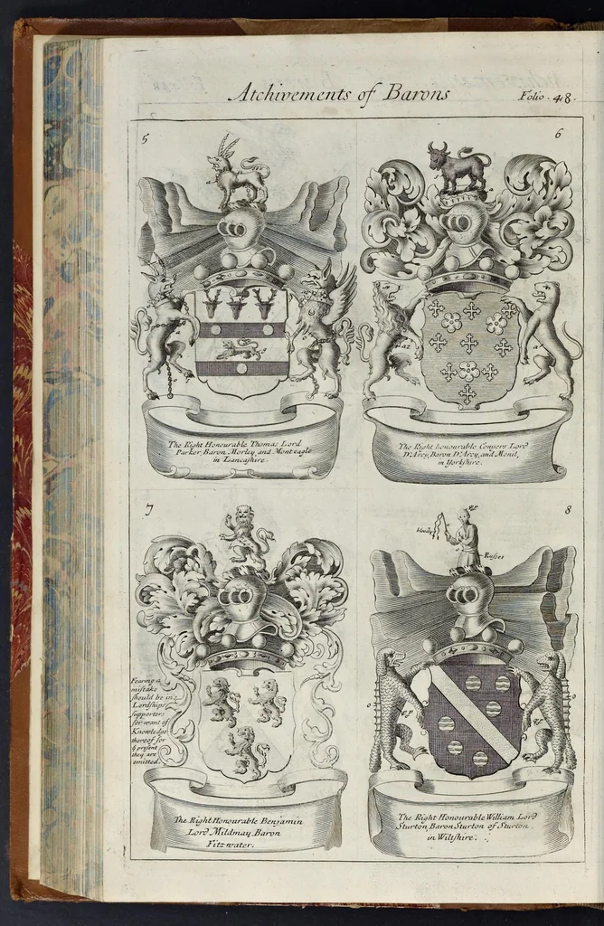 An illustration from A display of heraldry : manifesting a more easie access to the knowledge thereof than hath been hitherto published by any, through the benefit of method, 1679, leaf 457