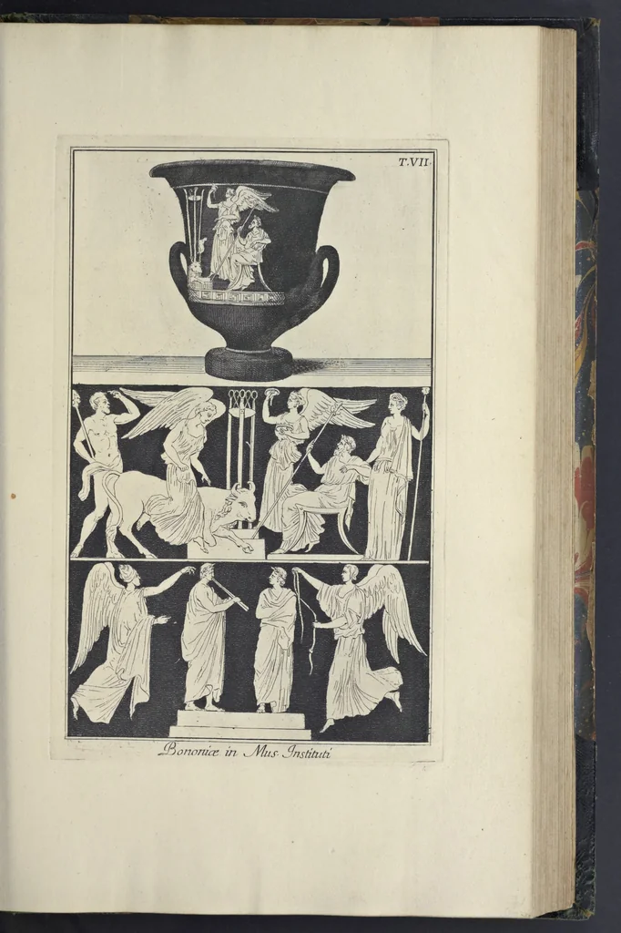 An illustration from Picturae Etruscorum in vasculis nunc primum in unum collectae explicationibus, et dissertationibus inlustratae, 1767, leaf 208