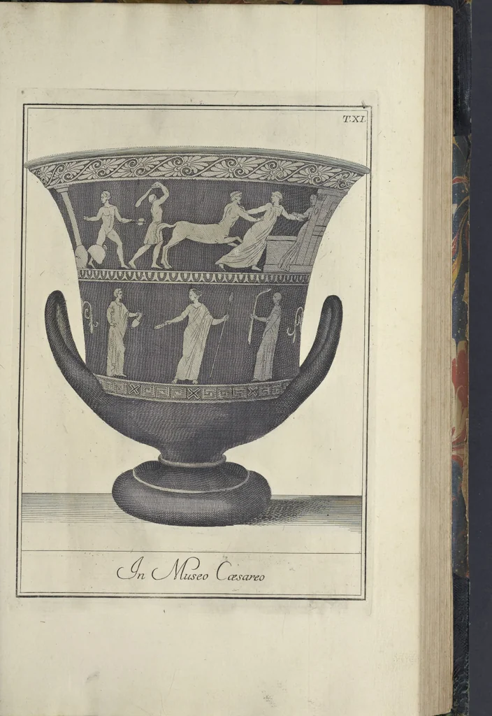 An illustration from Picturae Etruscorum in vasculis nunc primum in unum collectae explicationibus, et dissertationibus inlustratae, 1767, leaf 216