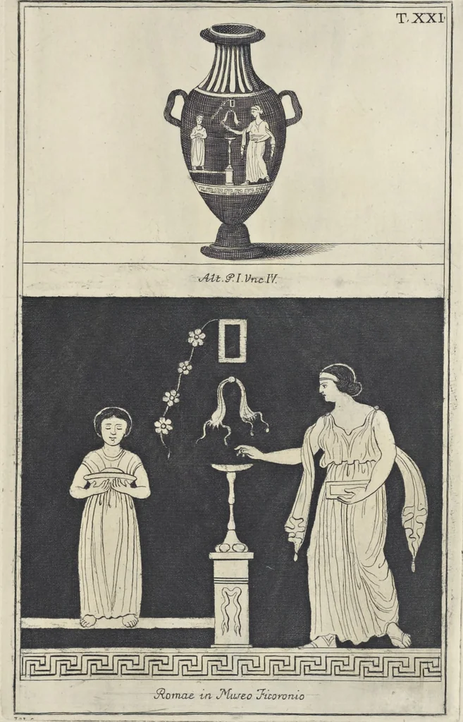 An illustration from Picturae Etruscorum in vasculis nunc primum in unum collectae explicationibus, et dissertationibus inlustratae, 1767, leaf 236