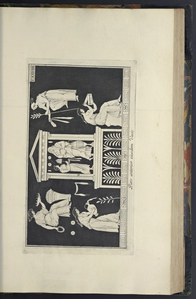 An illustration from Picturae Etruscorum in vasculis nunc primum in unum collectae explicationibus, et dissertationibus inlustratae, 1767, leaf 250