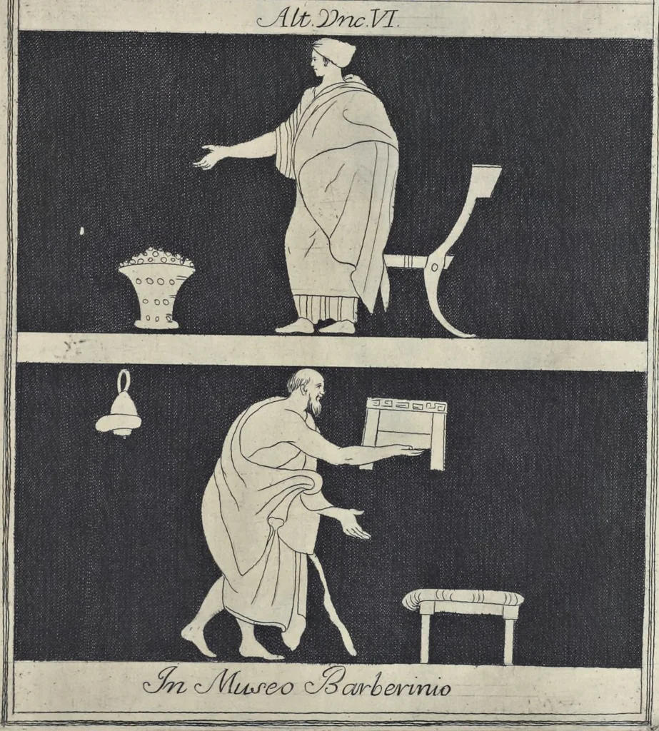 An illustration from Picturae Etruscorum in vasculis nunc primum in unum collectae explicationibus, et dissertationibus inlustratae, 1767, leaf 330
