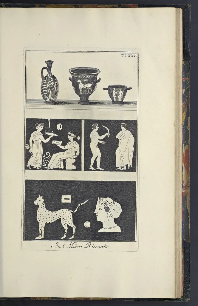 An illustration from Picturae Etruscorum in vasculis nunc primum in unum collectae explicationibus, et dissertationibus inlustratae, 1767, leaf 344
