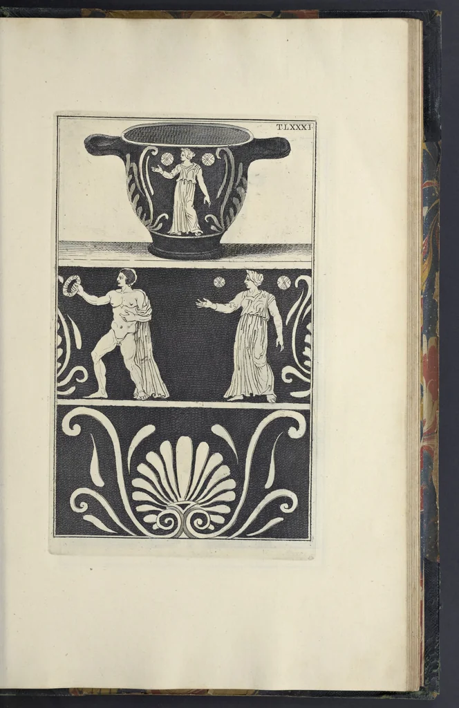 An illustration from Picturae Etruscorum in vasculis nunc primum in unum collectae explicationibus, et dissertationibus inlustratae, 1767, leaf 356