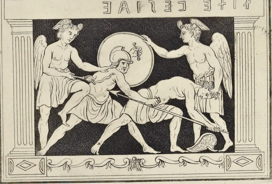 An illustration from Picturae Etruscorum in vasculis nunc primum in unum collectae explicationibus, et dissertationibus inlustratae, 1767, leaf 10
