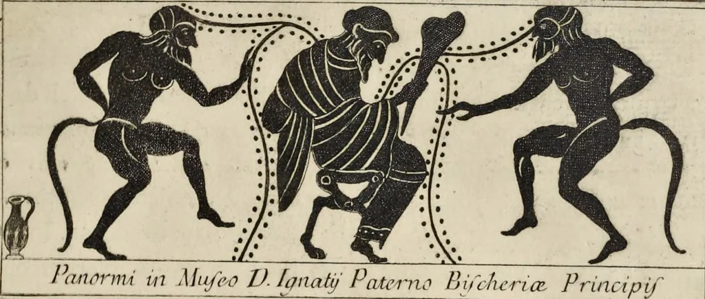 An illustration from Picturae Etruscorum in vasculis nunc primum in unum collectae explicationibus, et dissertationibus inlustratae, 1767, leaf 20