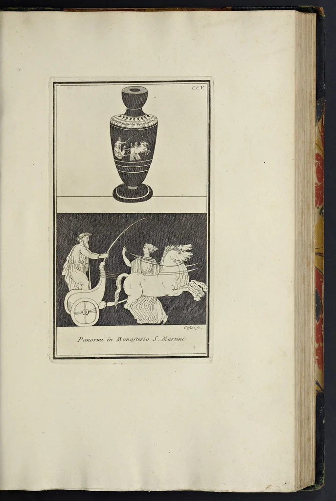 An illustration from Picturae Etruscorum in vasculis nunc primum in unum collectae explicationibus, et dissertationibus inlustratae, 1767, leaf 250