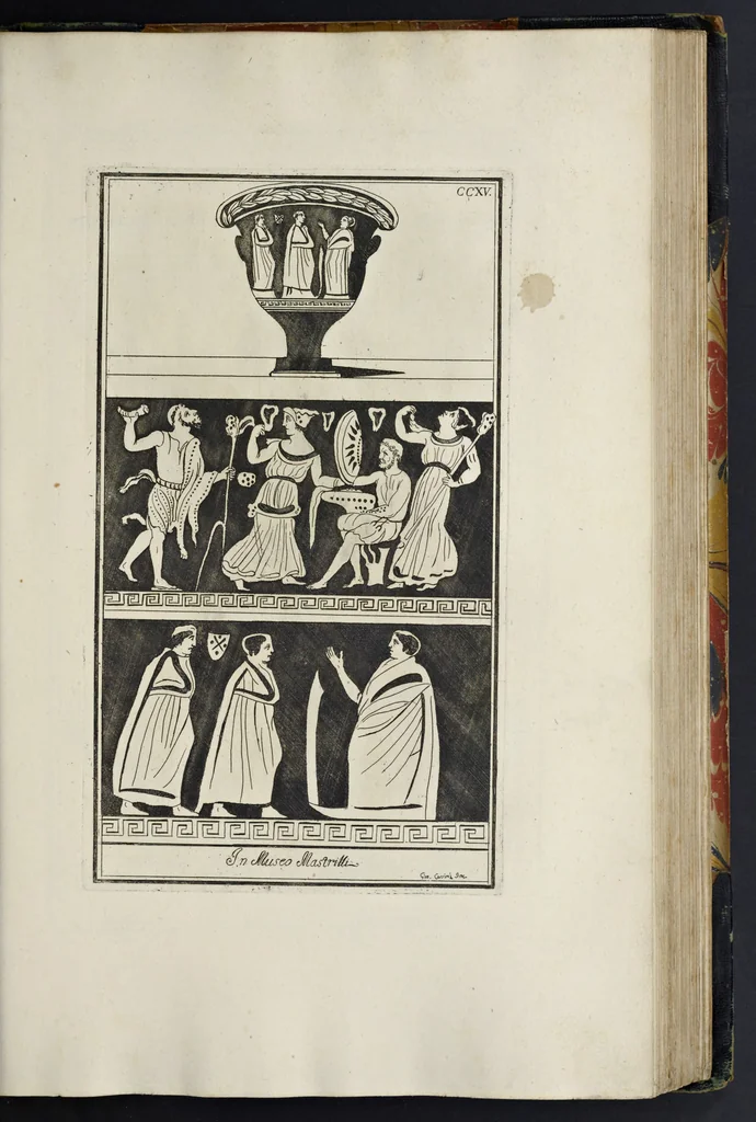 An illustration from Picturae Etruscorum in vasculis nunc primum in unum collectae explicationibus, et dissertationibus inlustratae, 1767, leaf 270
