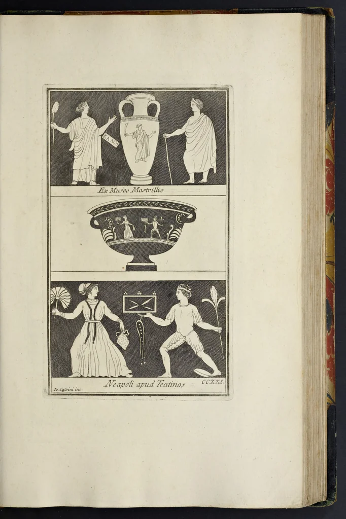 An illustration from Picturae Etruscorum in vasculis nunc primum in unum collectae explicationibus, et dissertationibus inlustratae, 1767, leaf 282