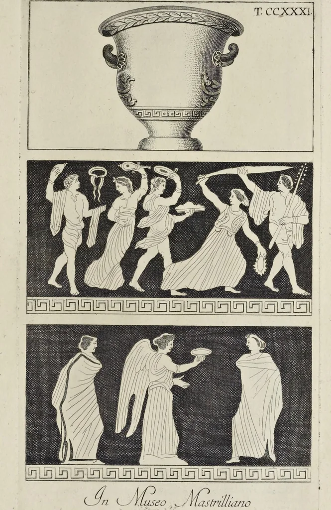 An illustration from Picturae Etruscorum in vasculis nunc primum in unum collectae explicationibus, et dissertationibus inlustratae, 1767, leaf 302