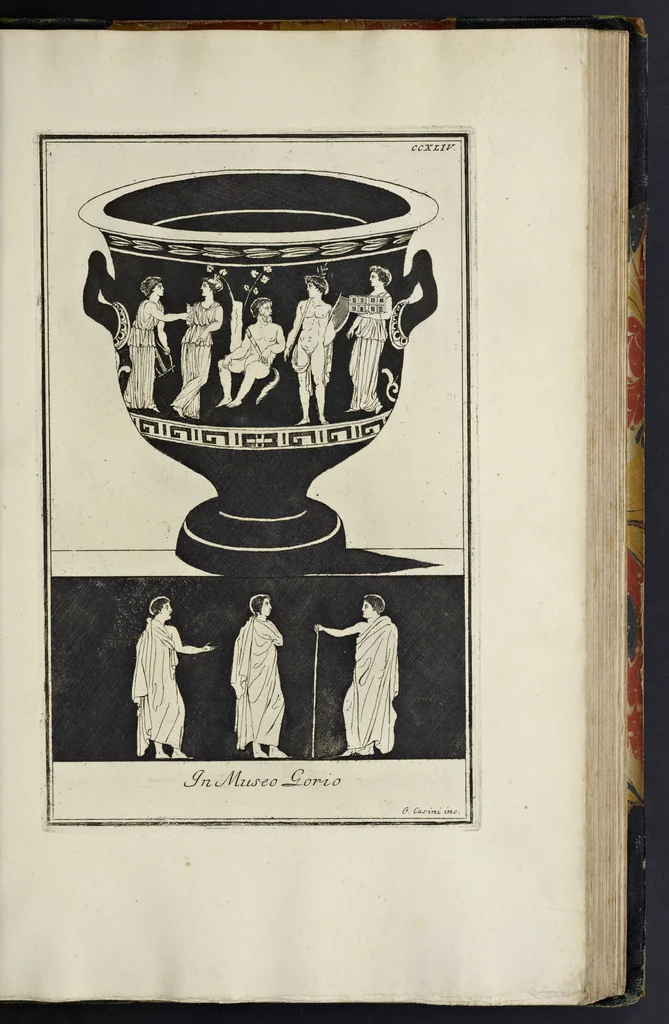 An illustration from Picturae Etruscorum in vasculis nunc primum in unum collectae explicationibus, et dissertationibus inlustratae, 1767, leaf 328