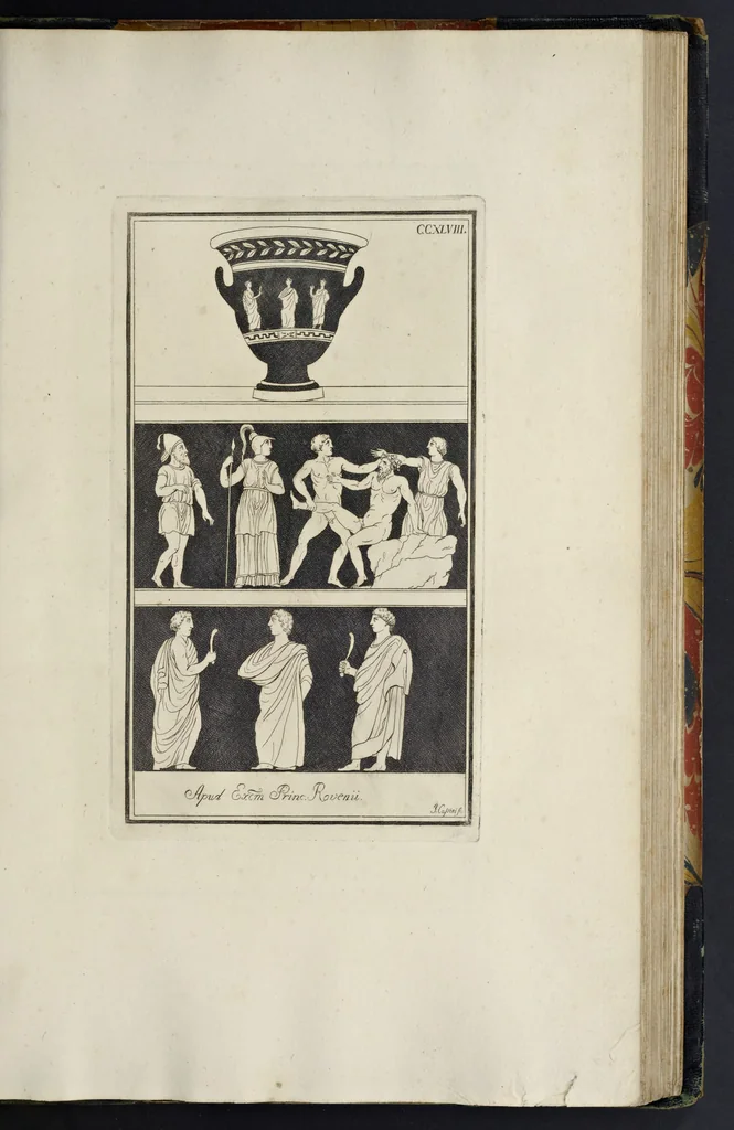 An illustration from Picturae Etruscorum in vasculis nunc primum in unum collectae explicationibus, et dissertationibus inlustratae, 1767, leaf 336