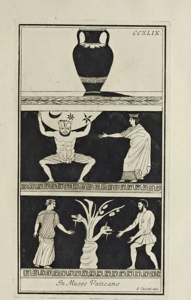 An illustration from Picturae Etruscorum in vasculis nunc primum in unum collectae explicationibus, et dissertationibus inlustratae, 1767, leaf 338