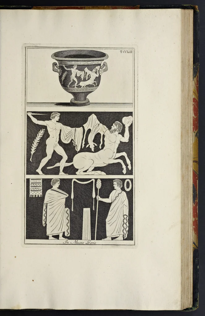 An illustration from Picturae Etruscorum in vasculis nunc primum in unum collectae explicationibus, et dissertationibus inlustratae, 1767, leaf 344