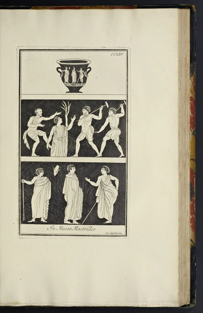 An illustration from Picturae Etruscorum in vasculis nunc primum in unum collectae explicationibus, et dissertationibus inlustratae, 1767, leaf 348