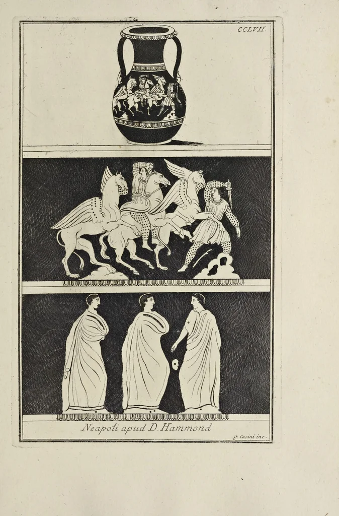 An illustration from Picturae Etruscorum in vasculis nunc primum in unum collectae explicationibus, et dissertationibus inlustratae, 1767, leaf 356