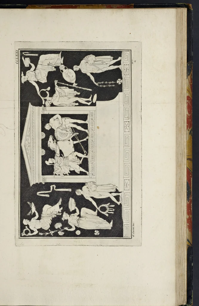 An illustration from Picturae Etruscorum in vasculis nunc primum in unum collectae explicationibus, et dissertationibus inlustratae, 1767, leaf 384