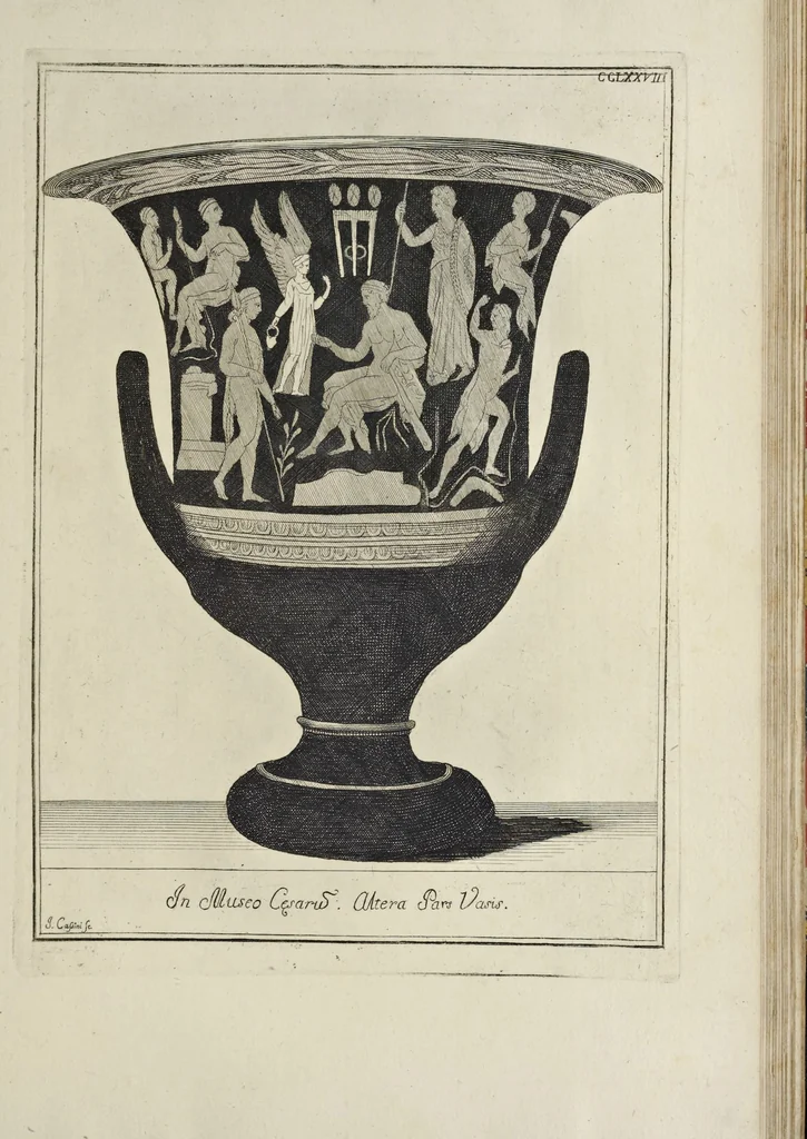 An illustration from Picturae Etruscorum in vasculis nunc primum in unum collectae explicationibus, et dissertationibus inlustratae, 1767, leaf 398
