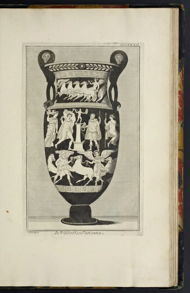 An illustration from Picturae Etruscorum in vasculis nunc primum in unum collectae explicationibus, et dissertationibus inlustratae, 1767, leaf 406