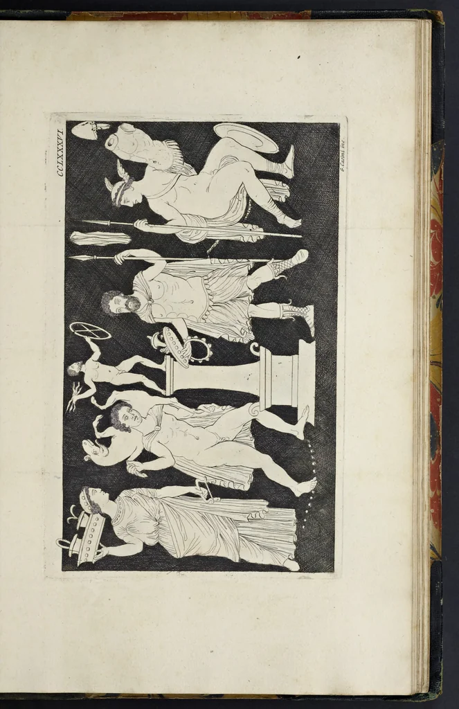 An illustration from Picturae Etruscorum in vasculis nunc primum in unum collectae explicationibus, et dissertationibus inlustratae, 1767, leaf 414