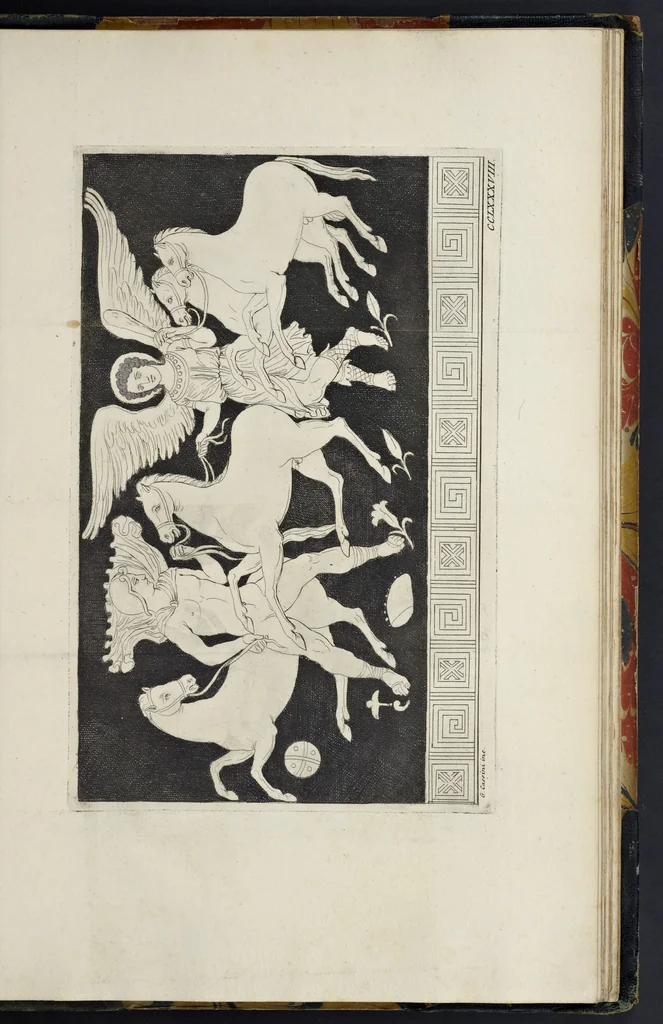 An illustration from Picturae Etruscorum in vasculis nunc primum in unum collectae explicationibus, et dissertationibus inlustratae, 1767, leaf 418