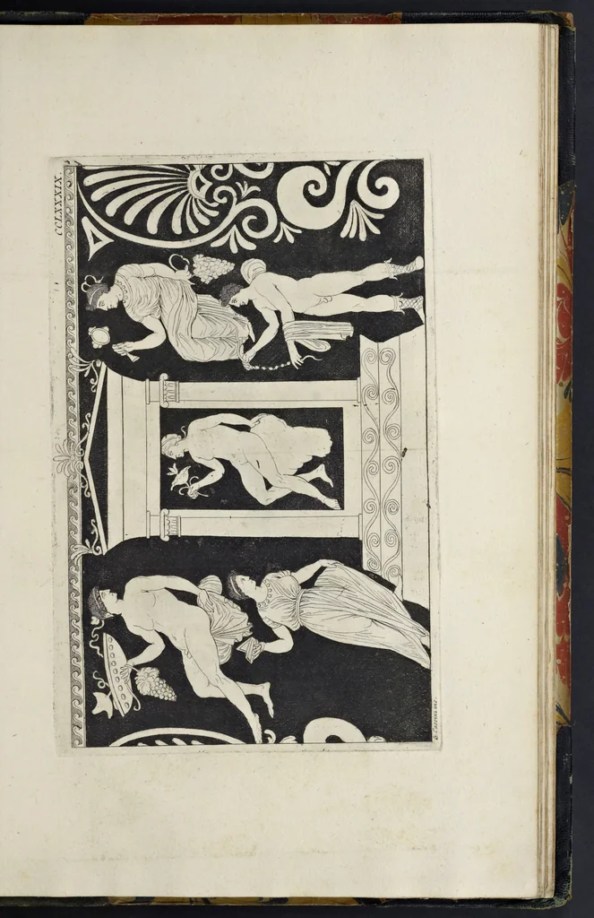 An illustration from Picturae Etruscorum in vasculis nunc primum in unum collectae explicationibus, et dissertationibus inlustratae, 1767, leaf 420