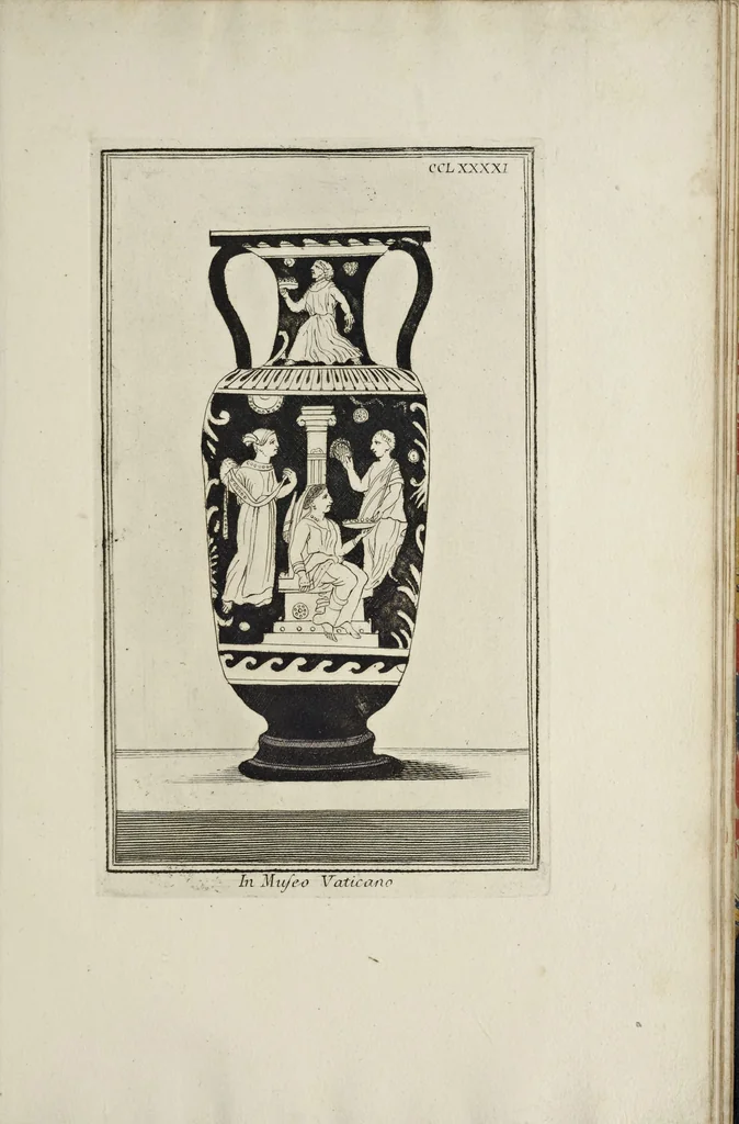 An illustration from Picturae Etruscorum in vasculis nunc primum in unum collectae explicationibus, et dissertationibus inlustratae, 1767, leaf 424