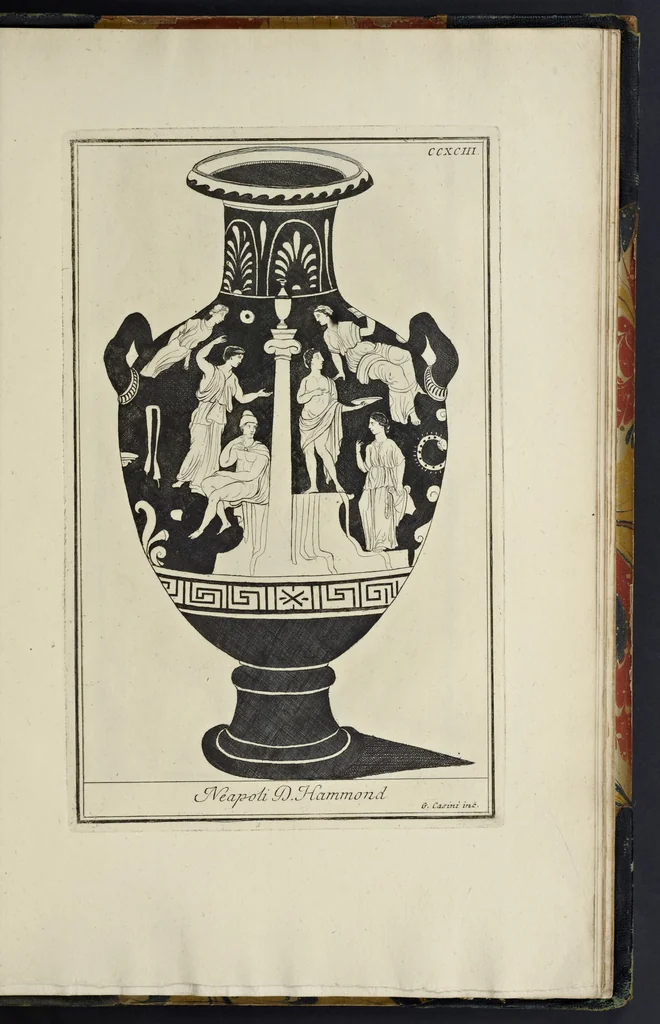 An illustration from Picturae Etruscorum in vasculis nunc primum in unum collectae explicationibus, et dissertationibus inlustratae, 1767, leaf 428