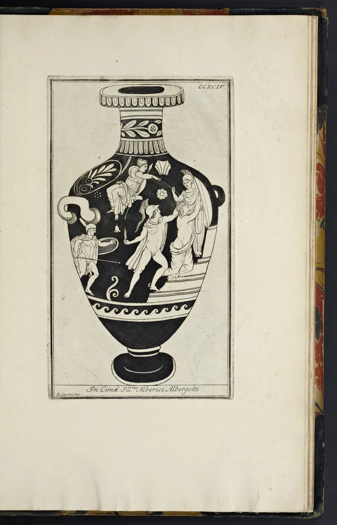 An illustration from Picturae Etruscorum in vasculis nunc primum in unum collectae explicationibus, et dissertationibus inlustratae, 1767, leaf 430