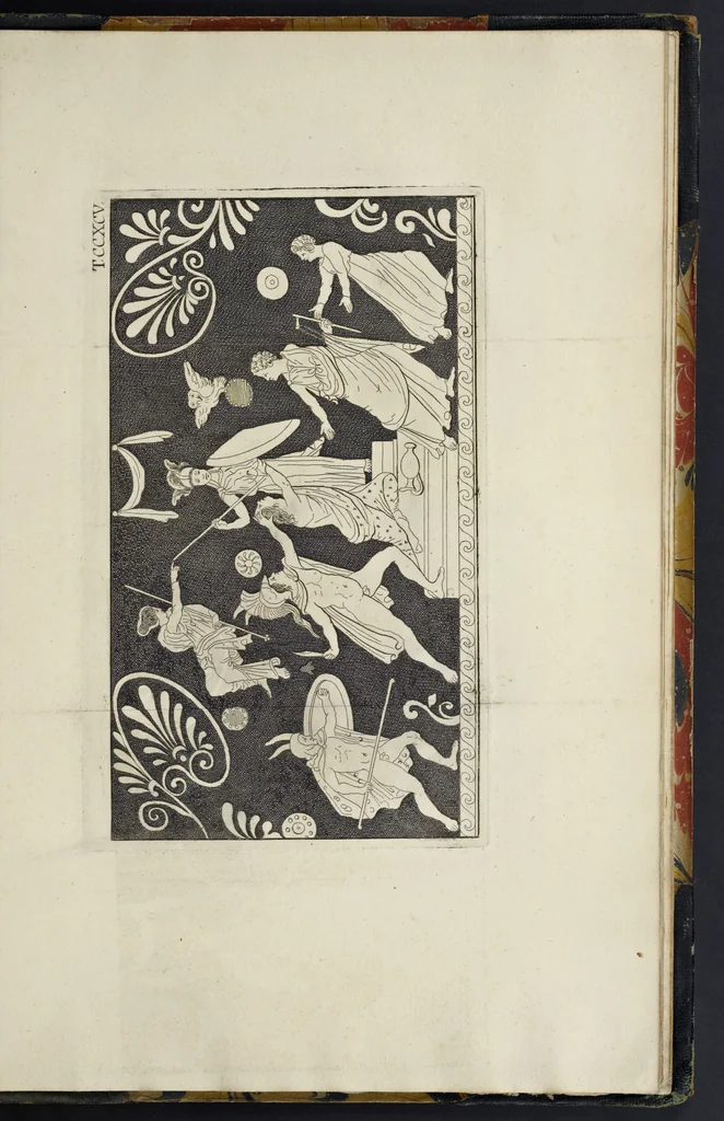 An illustration from Picturae Etruscorum in vasculis nunc primum in unum collectae explicationibus, et dissertationibus inlustratae, 1767, leaf 432