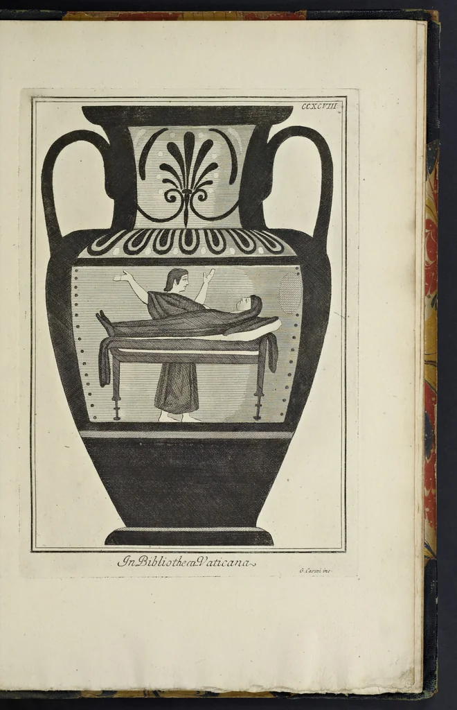 An illustration from Picturae Etruscorum in vasculis nunc primum in unum collectae explicationibus, et dissertationibus inlustratae, 1767, leaf 438