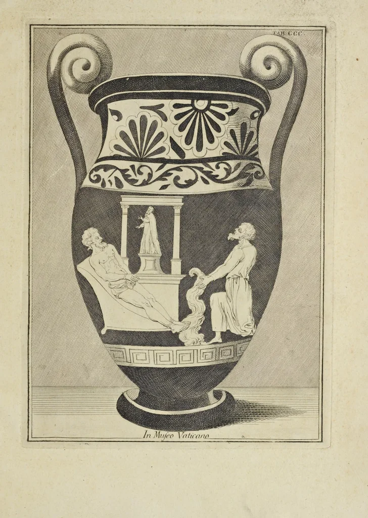 An illustration from Picturae Etruscorum in vasculis nunc primum in unum collectae explicationibus, et dissertationibus inlustratae, 1767, leaf 442