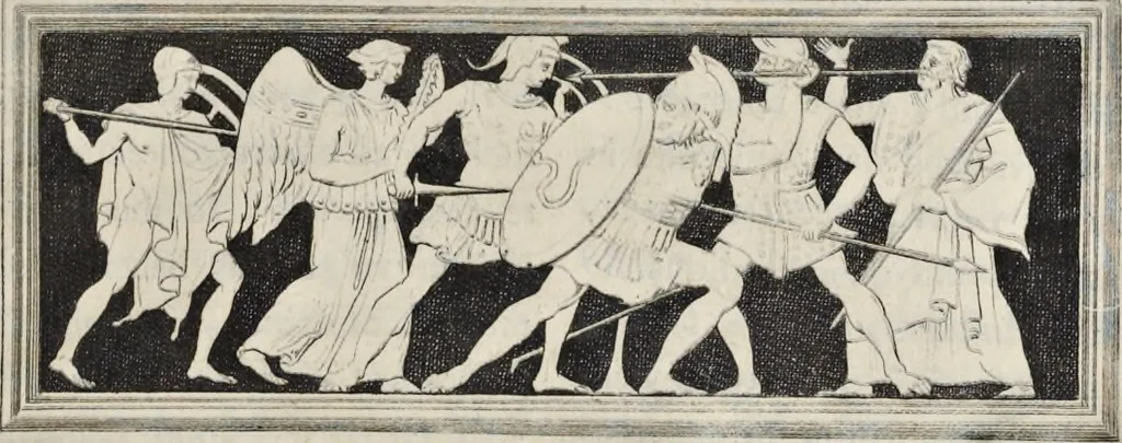 An illustration from Picturae Etruscorum in vasculis nunc primum in unum collectae explicationibus, et dissertationibus inlustratae, 1767, leaf 46
