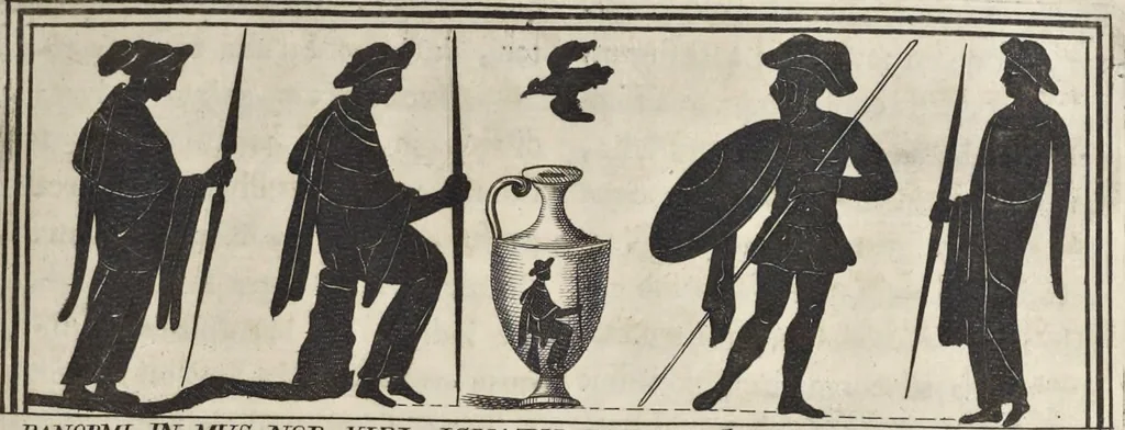 An illustration from Picturae Etruscorum in vasculis nunc primum in unum collectae explicationibus, et dissertationibus inlustratae, 1767, leaf 20