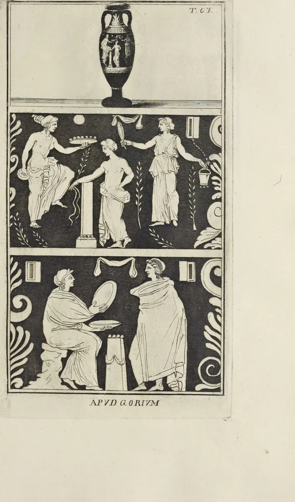 An illustration from Picturae Etruscorum in vasculis nunc primum in unum collectae explicationibus, et dissertationibus inlustratae, 1767, leaf 200