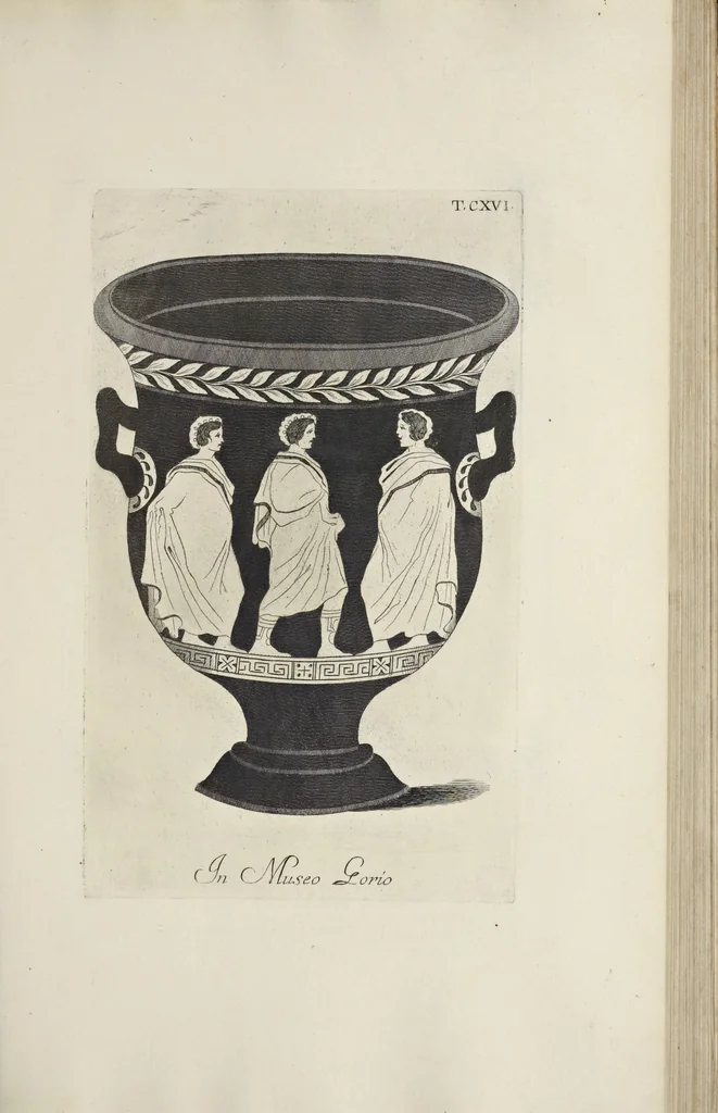 An illustration from Picturae Etruscorum in vasculis nunc primum in unum collectae explicationibus, et dissertationibus inlustratae, 1767, leaf 212