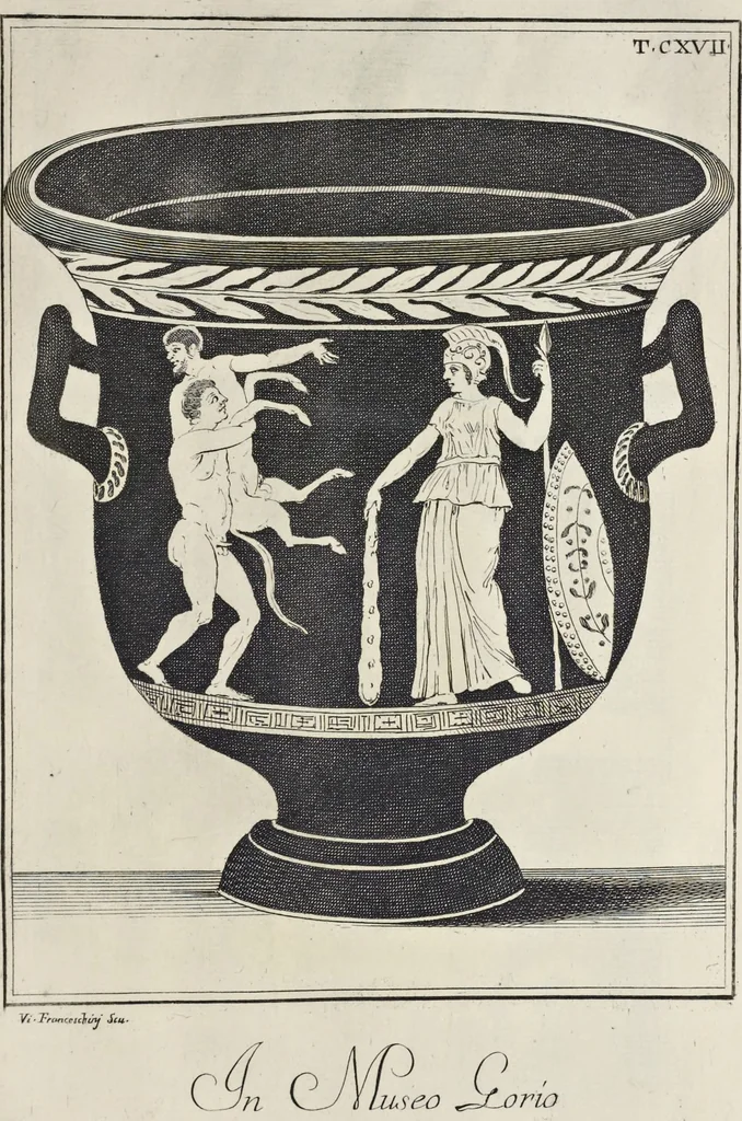 An illustration from Picturae Etruscorum in vasculis nunc primum in unum collectae explicationibus, et dissertationibus inlustratae, 1767, leaf 214