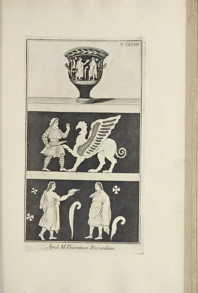An illustration from Picturae Etruscorum in vasculis nunc primum in unum collectae explicationibus, et dissertationibus inlustratae, 1767, leaf 216