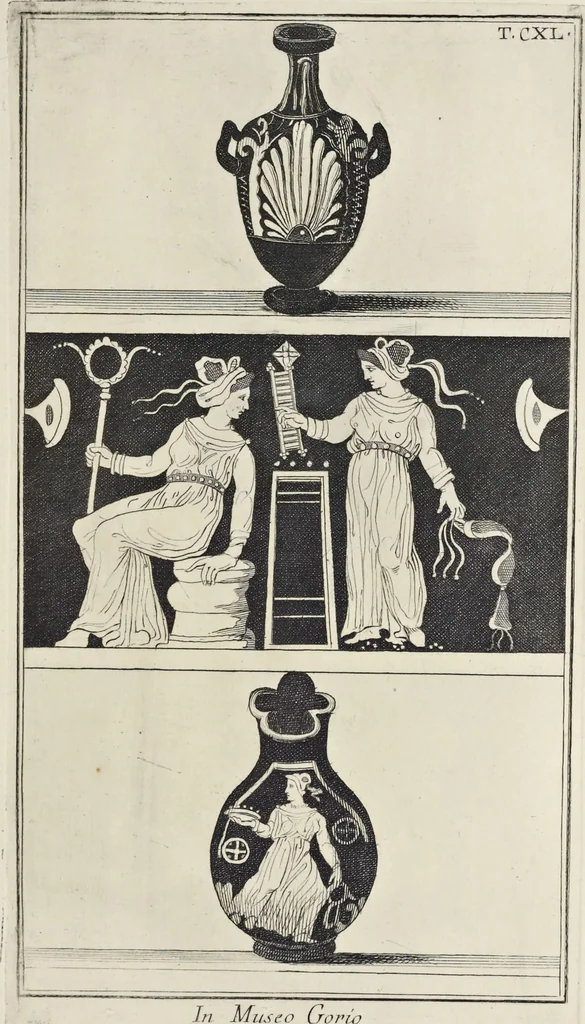 An illustration from Picturae Etruscorum in vasculis nunc primum in unum collectae explicationibus, et dissertationibus inlustratae, 1767, leaf 260