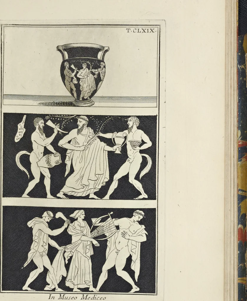 An illustration from Picturae Etruscorum in vasculis nunc primum in unum collectae explicationibus, et dissertationibus inlustratae, 1767, leaf 318