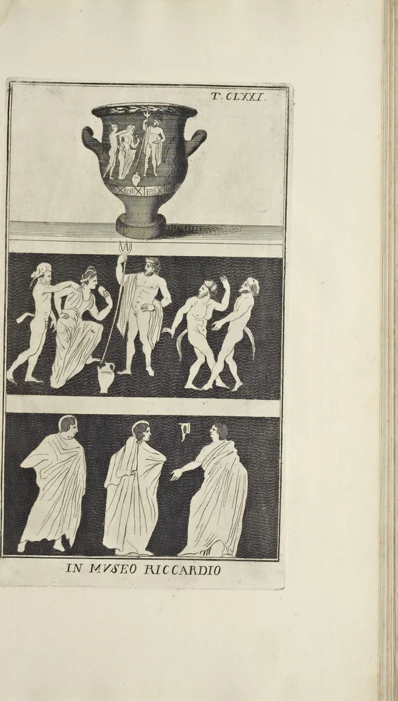 An illustration from Picturae Etruscorum in vasculis nunc primum in unum collectae explicationibus, et dissertationibus inlustratae, 1767, leaf 322