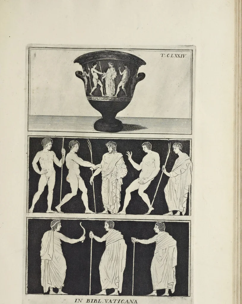 An illustration from Picturae Etruscorum in vasculis nunc primum in unum collectae explicationibus, et dissertationibus inlustratae, 1767, leaf 328